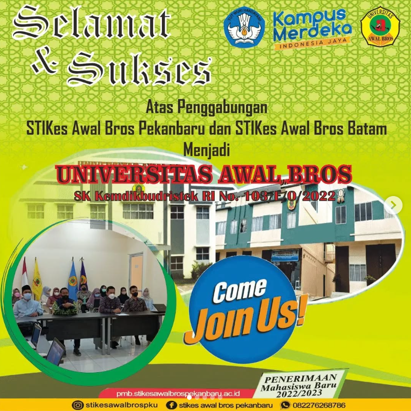 Penggabungan STIKes Awal Bros Pekanbaru dan STIKes Awal Bros Batam menjadi Universitas Awal Bros Pekanbaru