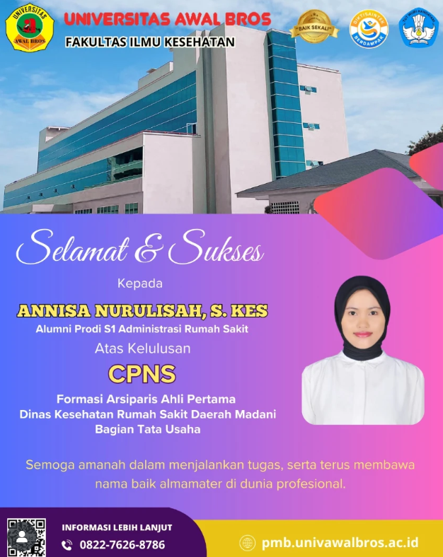 Selamat kepada alumni prodi S1 Administrasi Rumah Sakit Fakultas Ilmu Kesehatan Universitas Awal Bros atas kelulusan CPNS.