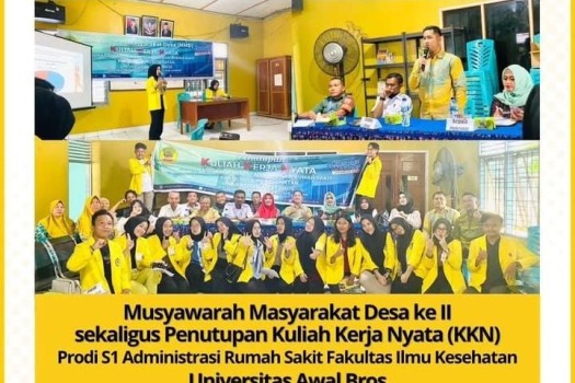 Musyawarah Masyarakat Desa ke II sekaligus Penutupan Kuliah Kerja Nyata (KKN)
Prodi S1 Administrasi Rumah Sakit Fakultas Ilmu Kesehatan Universitas Awal Bros